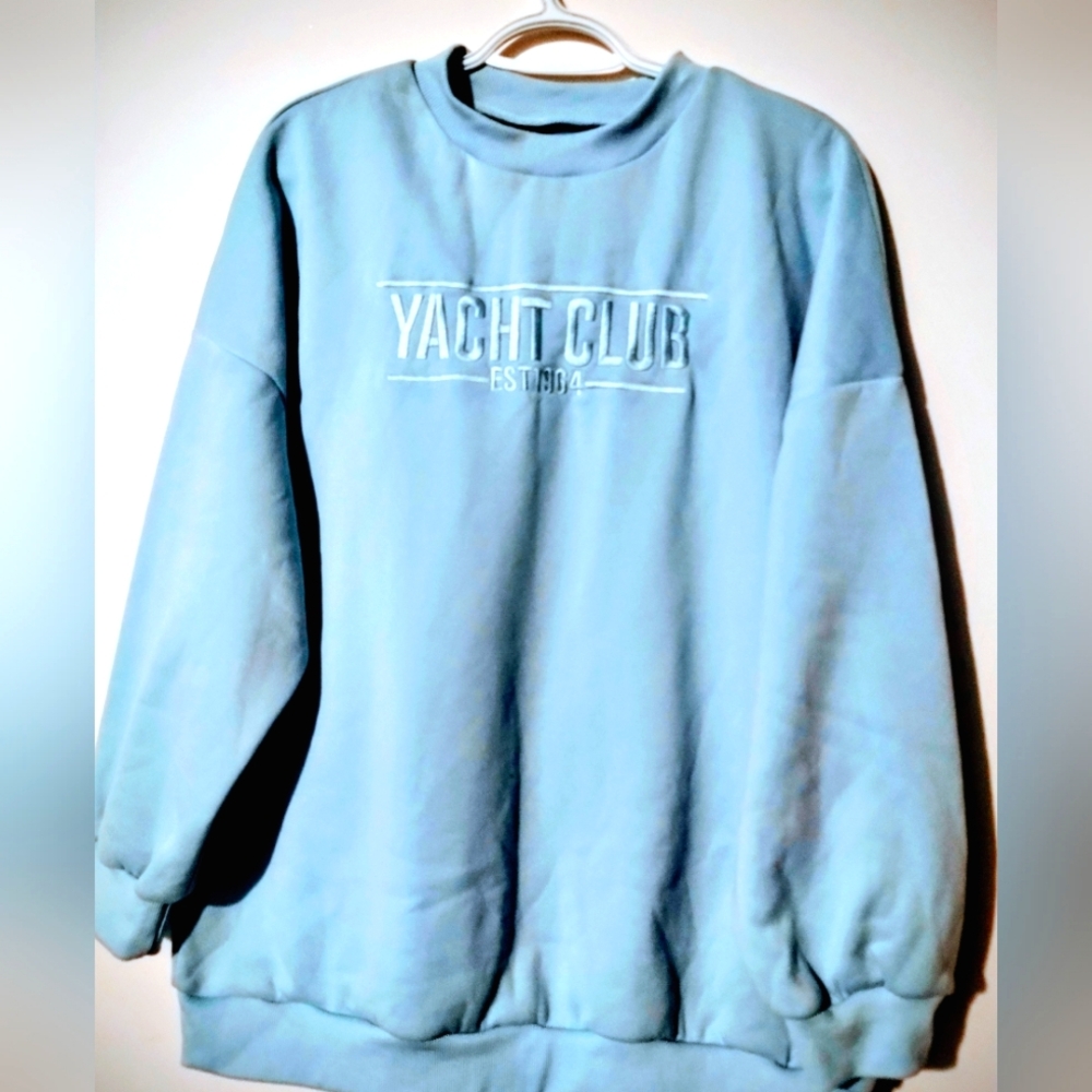 SHEIN Men's Sky Blue Crewneck Sweatshirt